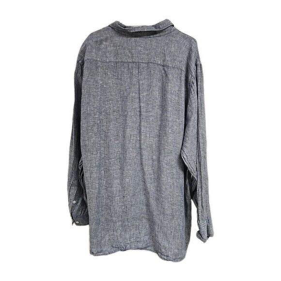 Island Company Linen Pilot Shirt Button Down Long Sleeve Shirt Blue Men's Sz XXL - Picture 3 of 8